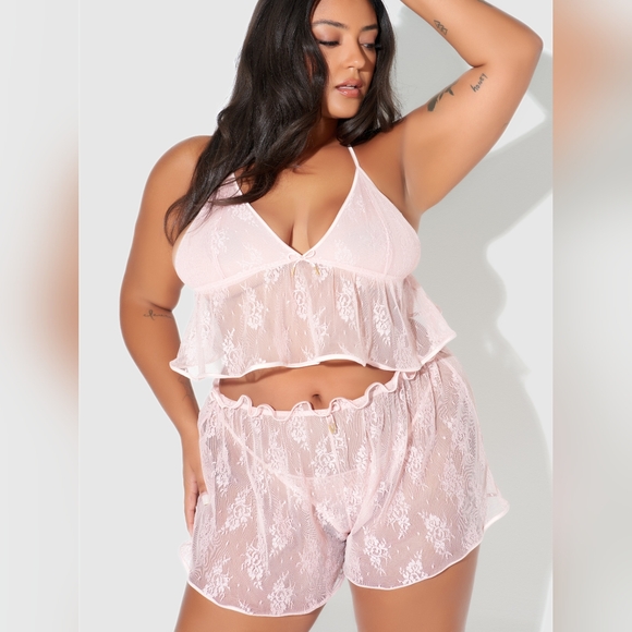 Rosalind Lace & Satin Trimmed Sleep Cami & Shortie - Picture 3 of 10
